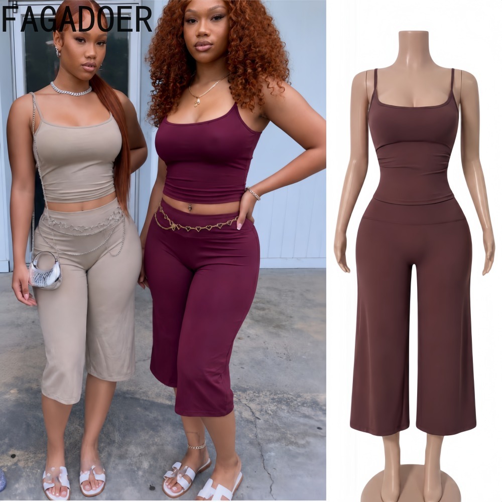 Suspender Tank Top - FAGADOER INS Trendy Dames 2-delige Set