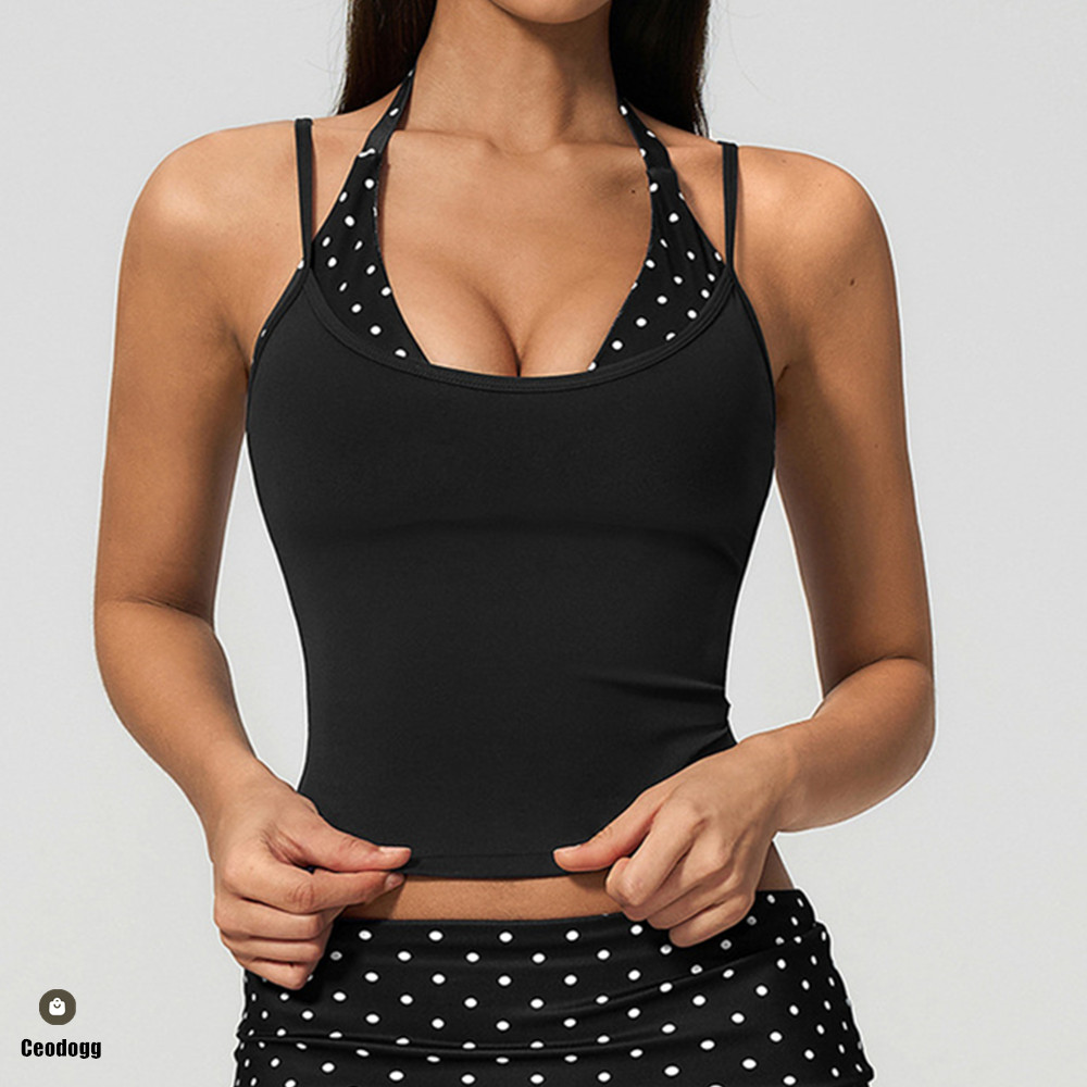 Suspender Tank Top - Polka Dot Vrouwen Strap Halter Yoga